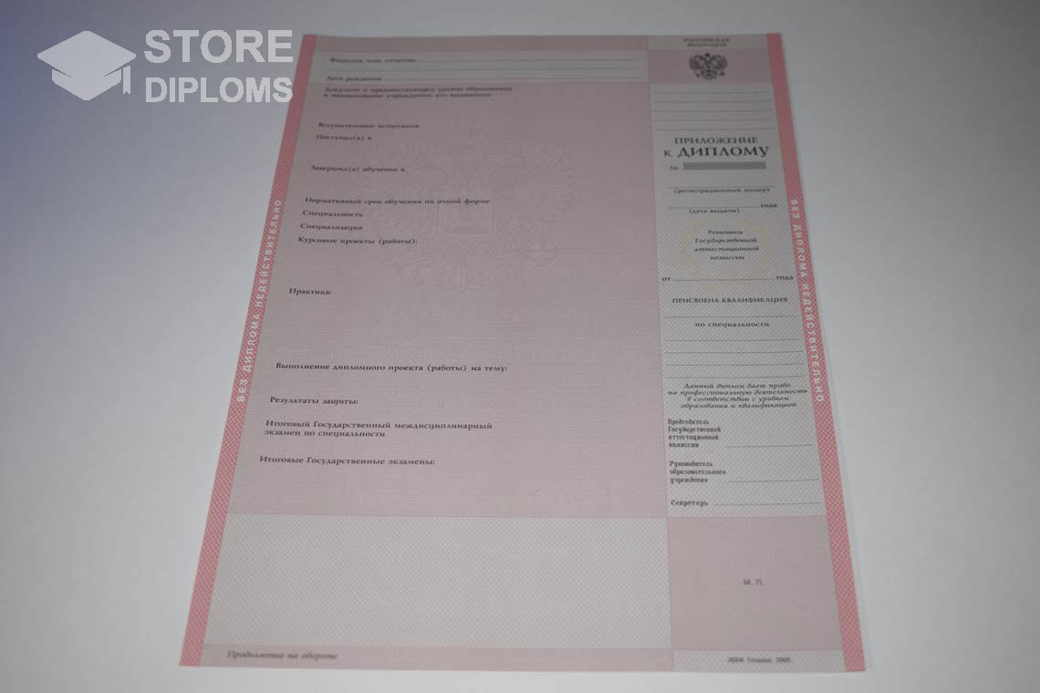 Приложение к Диплому Техникума с Отличием в период c 2003 по 2007 год - Долгопрудный